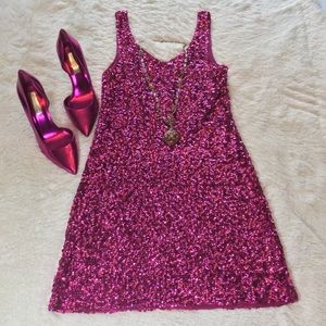 Amber Blue Hot Pink Sequin Party Dress